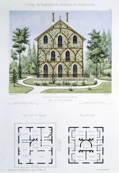 Projekt für ein kleines Landhaus in der Nähe von Paris, graviert von Walter, Tafel 9 aus 